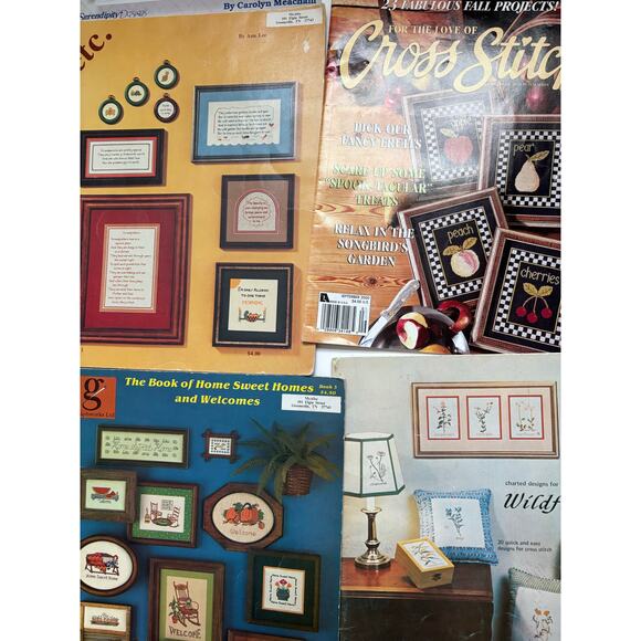 Lot of Vintage 80s-2000s Cross Stitch Pattern Booklets Fruit Floral Quotes - Picture 4 of 5